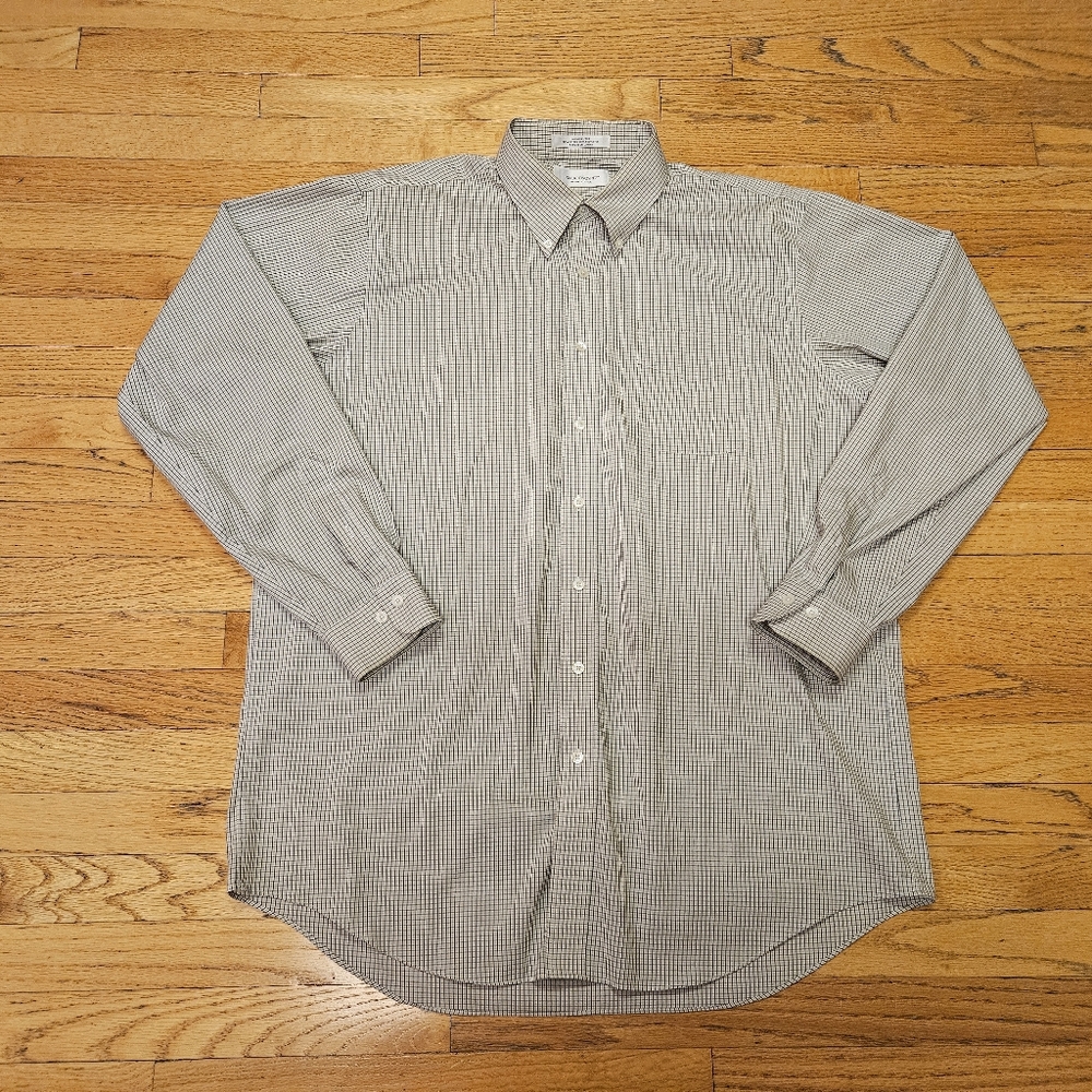 Woodward Wrinkle Free Men's Button Down Long Sleeve Shirt Size 17.5 36/37